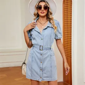 Belted Denim Mini Dress