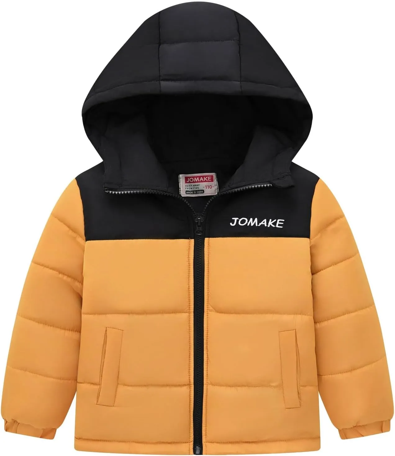 Boys Down Jacket Hood Thick Warm Winter Coat Parka Padded Outerwear Color Block Puffer Water-esistant Jacket