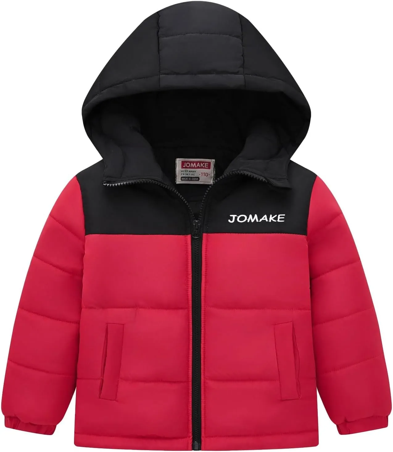 Boys Down Jacket Hood Thick Warm Winter Coat Parka Padded Outerwear Color Block Puffer Water-esistant Jacket