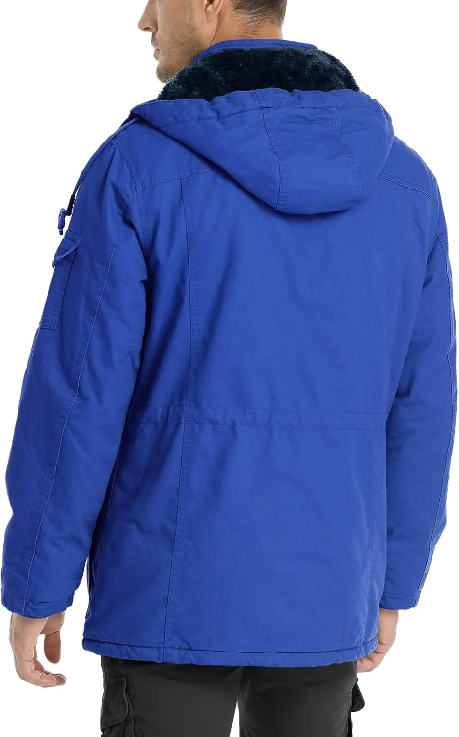 CHEXPEL Men's Thick Winter Jackets with Hood Fleece Lining Cotton Military Jackets Work Coats with Cargo Pockets Outwear