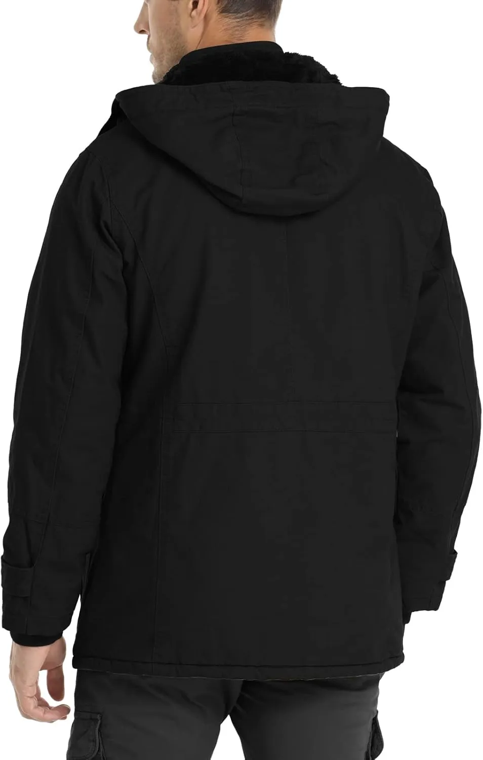 CHEXPEL Men's Thick Winter Jackets with Hood Fleece Lining Cotton Military Jackets Work Coats with Cargo Pockets Outwear