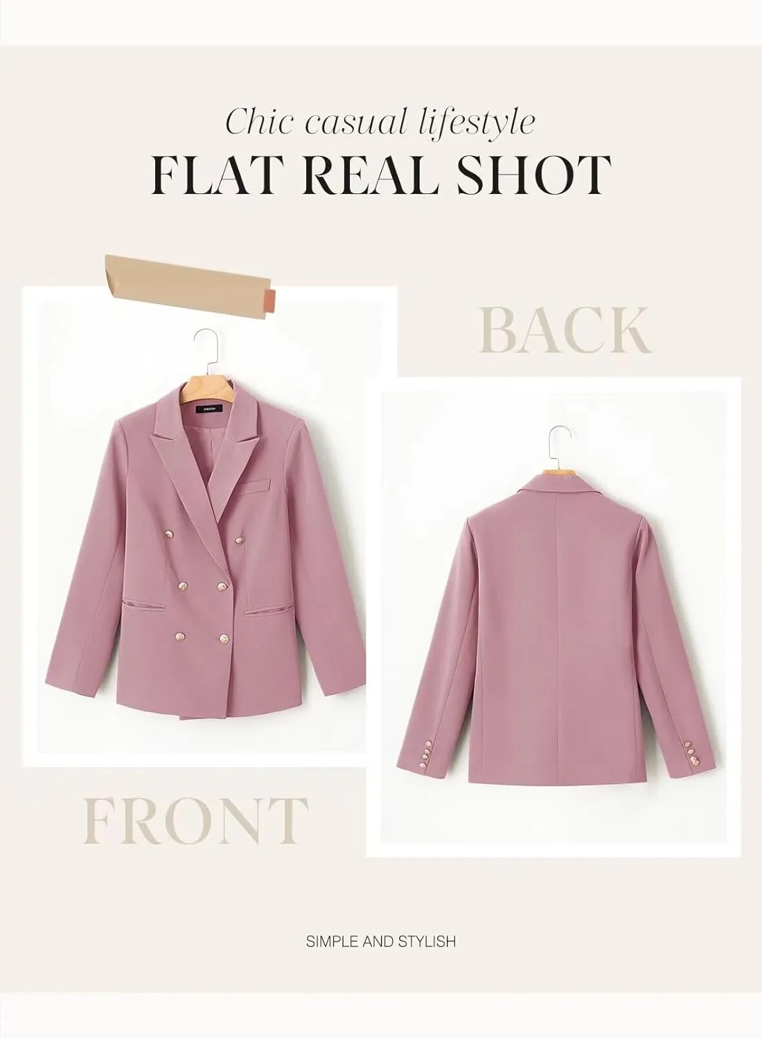 Dokotoo Womens Double Breasted Blazer Jackets Casual Blazers Open Front Long Sleeve Lapel Collar Work Office Jackets Blazer