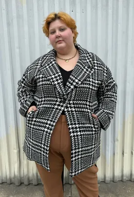 Eloquii Black and White Houndstooth Peacoat, Size 22/24