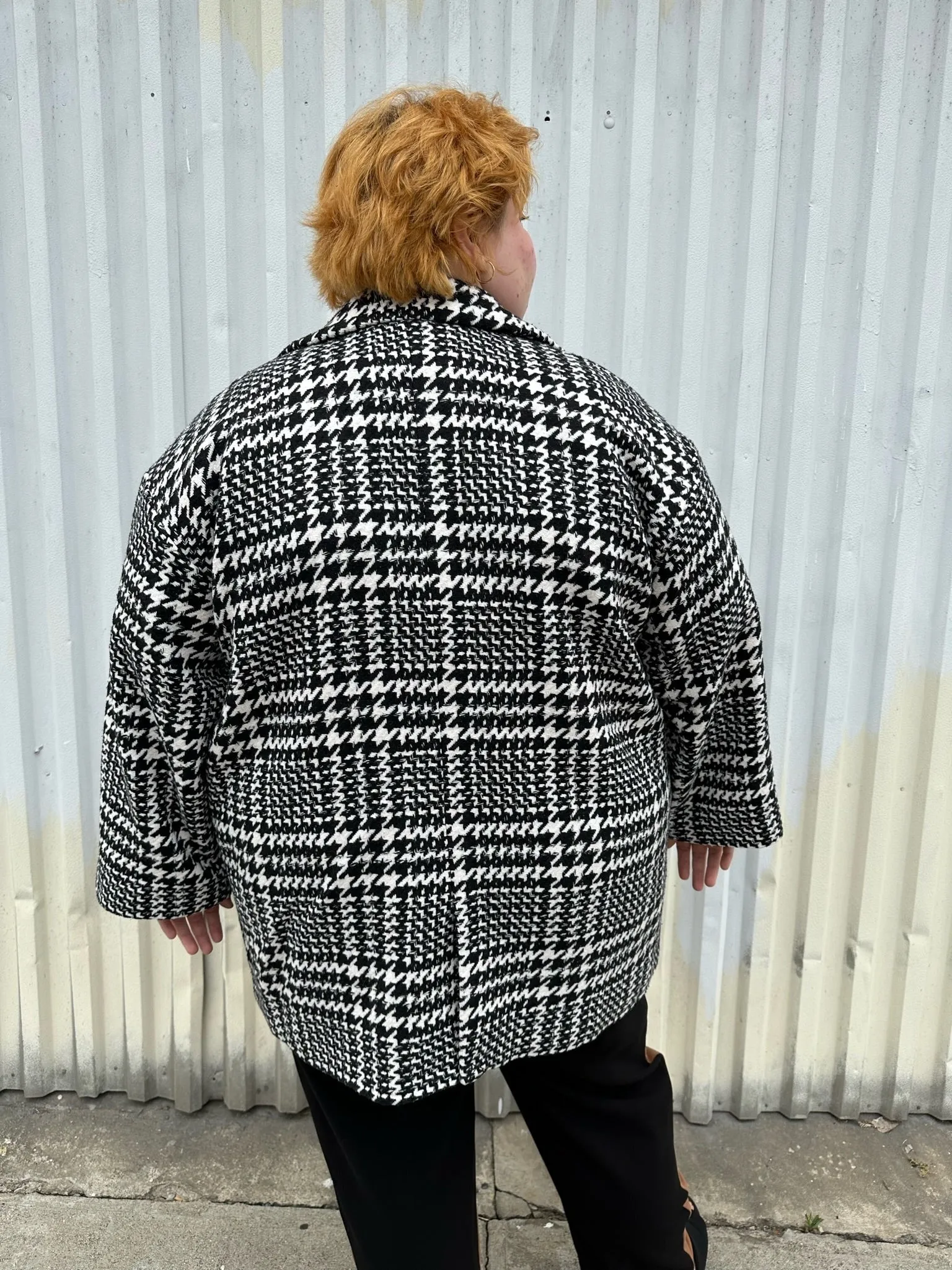 Eloquii Black and White Houndstooth Peacoat, Size 22/24