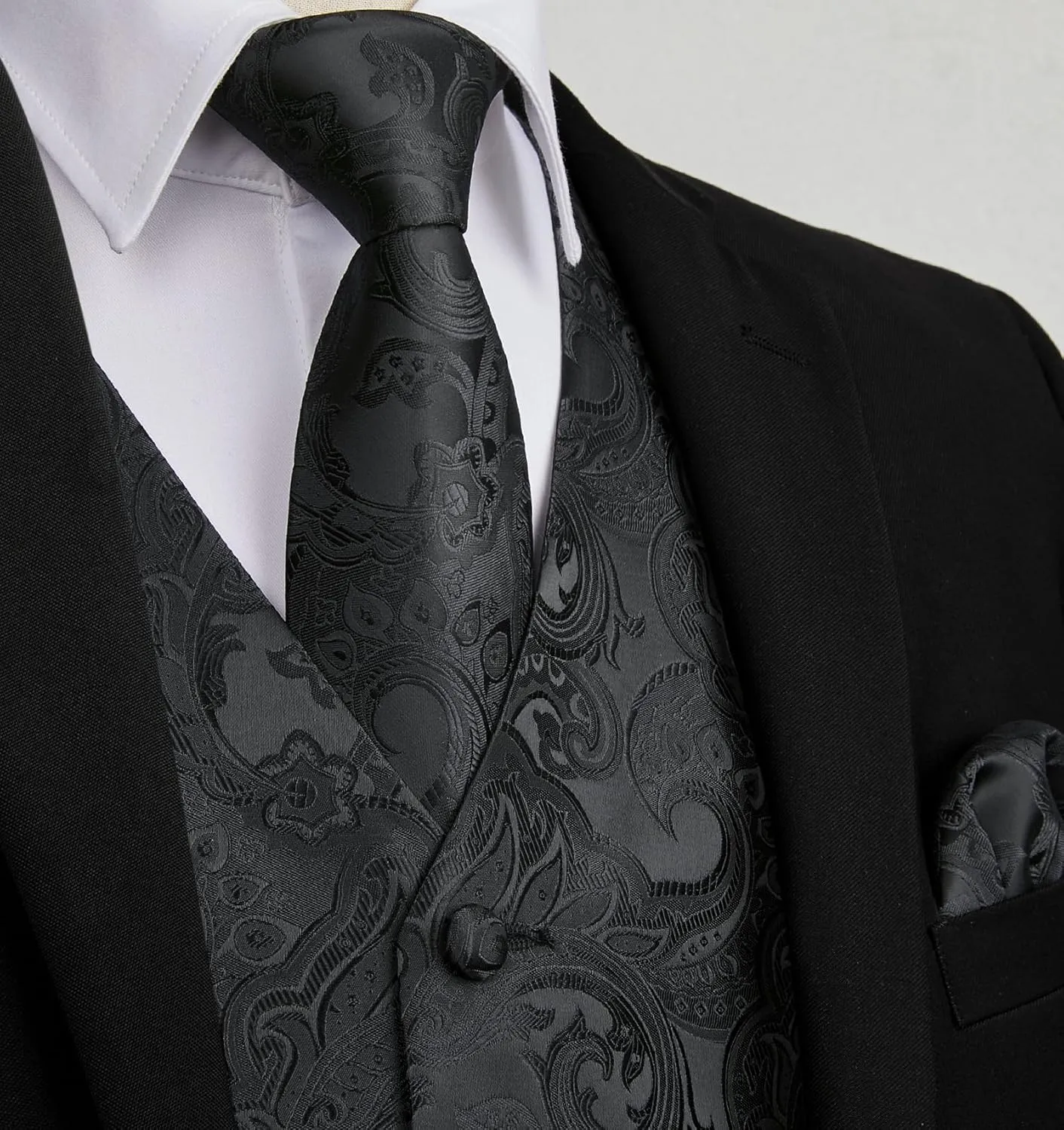 Enlision Suit Vest for Men Formal Paisley Mens Vests Dress Tie and Pocket Square Cufflinks Set Waistcoat Wedding Business