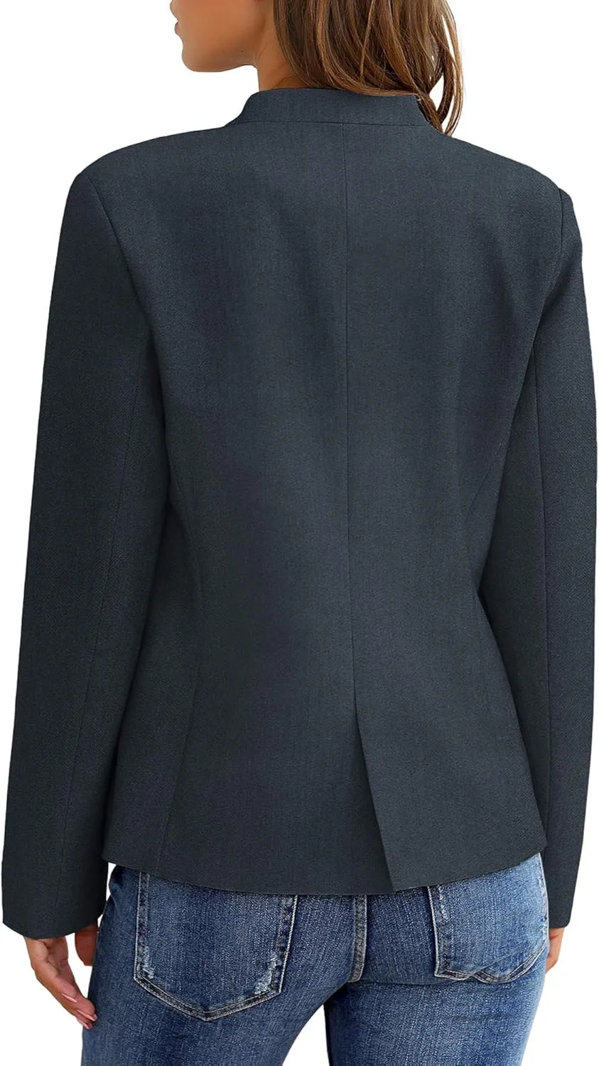GRAPENT Women's Business Casual Pockets Work Office Blazer Back Slit Jacket Suit