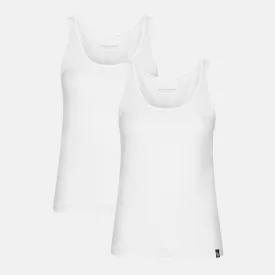 Hvide bambus tank top - 2 pak