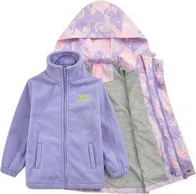 Kids Girl Jacket Waterproof 3 in 1 Insulated Windbreaker Detachable Liner Fleece Lightweight Coat with Hood Outwear