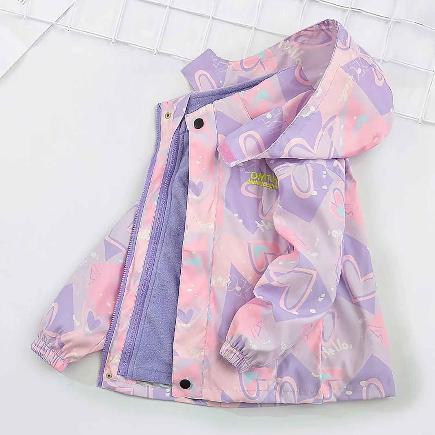 Kids Girl Jacket Waterproof 3 in 1 Insulated Windbreaker Detachable Liner Fleece Lightweight Coat with Hood Outwear