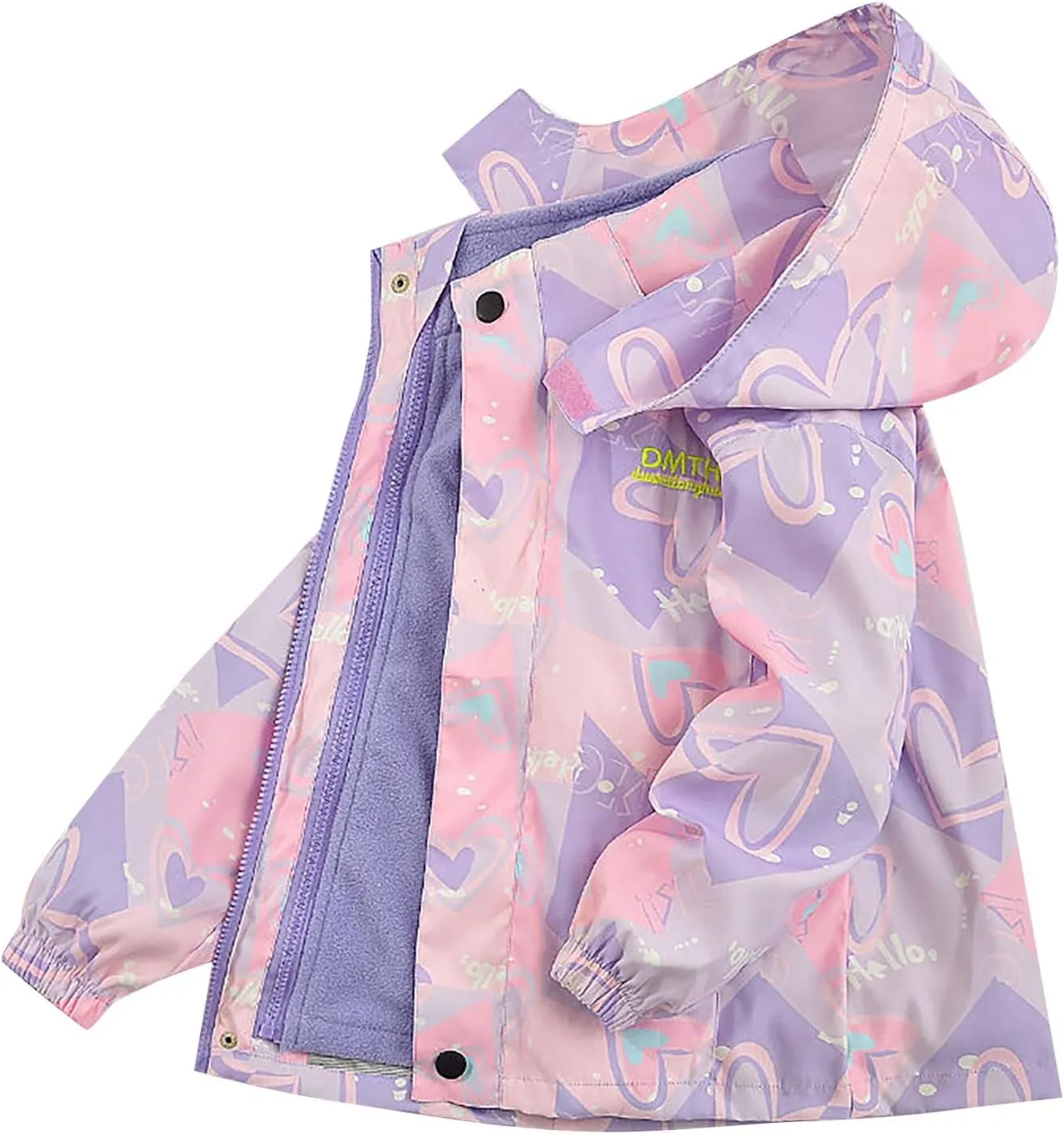 Kids Girl Jacket Waterproof 3 in 1 Insulated Windbreaker Detachable Liner Fleece Lightweight Coat with Hood Outwear