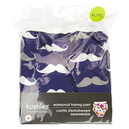 Kushies Baby Waterproof Training Pant 22-29 Pounds Navy Mustache Small