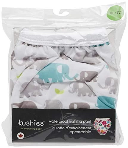 Kushies Baby Waterproof Training Pant 38-44 Pounds White Elephants XLarge