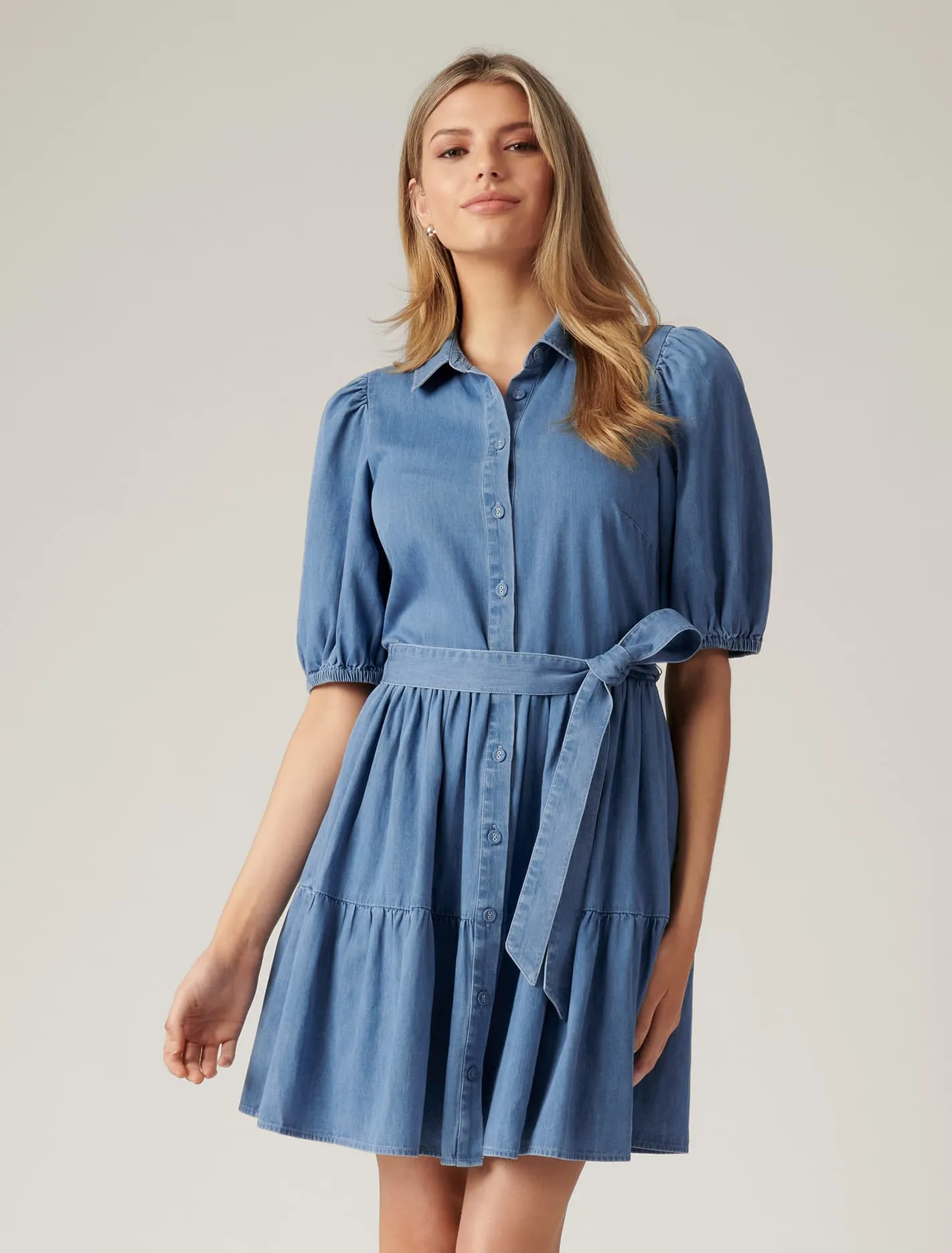 Maria Belted Denim Shirt Dress