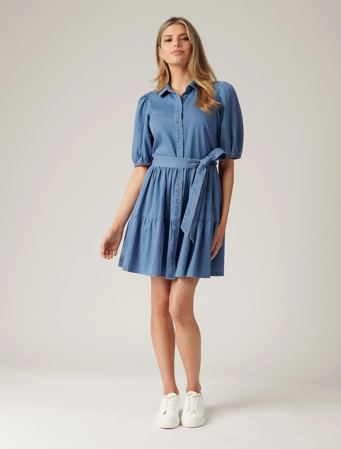 Maria Belted Denim Shirt Dress