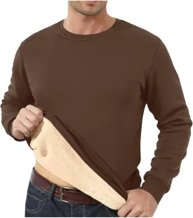 Men Sherpa Fleece Lined Sweatshirts Oversize Warm Soft Crewneck Pullover Tops Fall Winter Fuzzy Thick Outwear Outfits