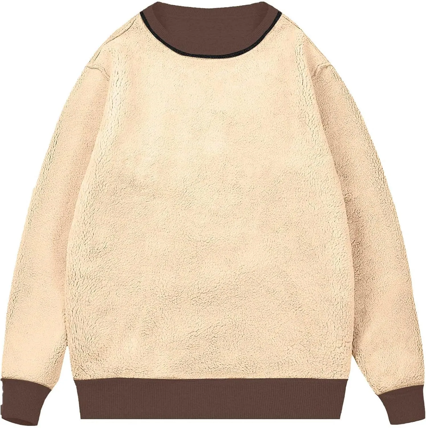 Men Sherpa Fleece Lined Sweatshirts Oversize Warm Soft Crewneck Pullover Tops Fall Winter Fuzzy Thick Outwear Outfits