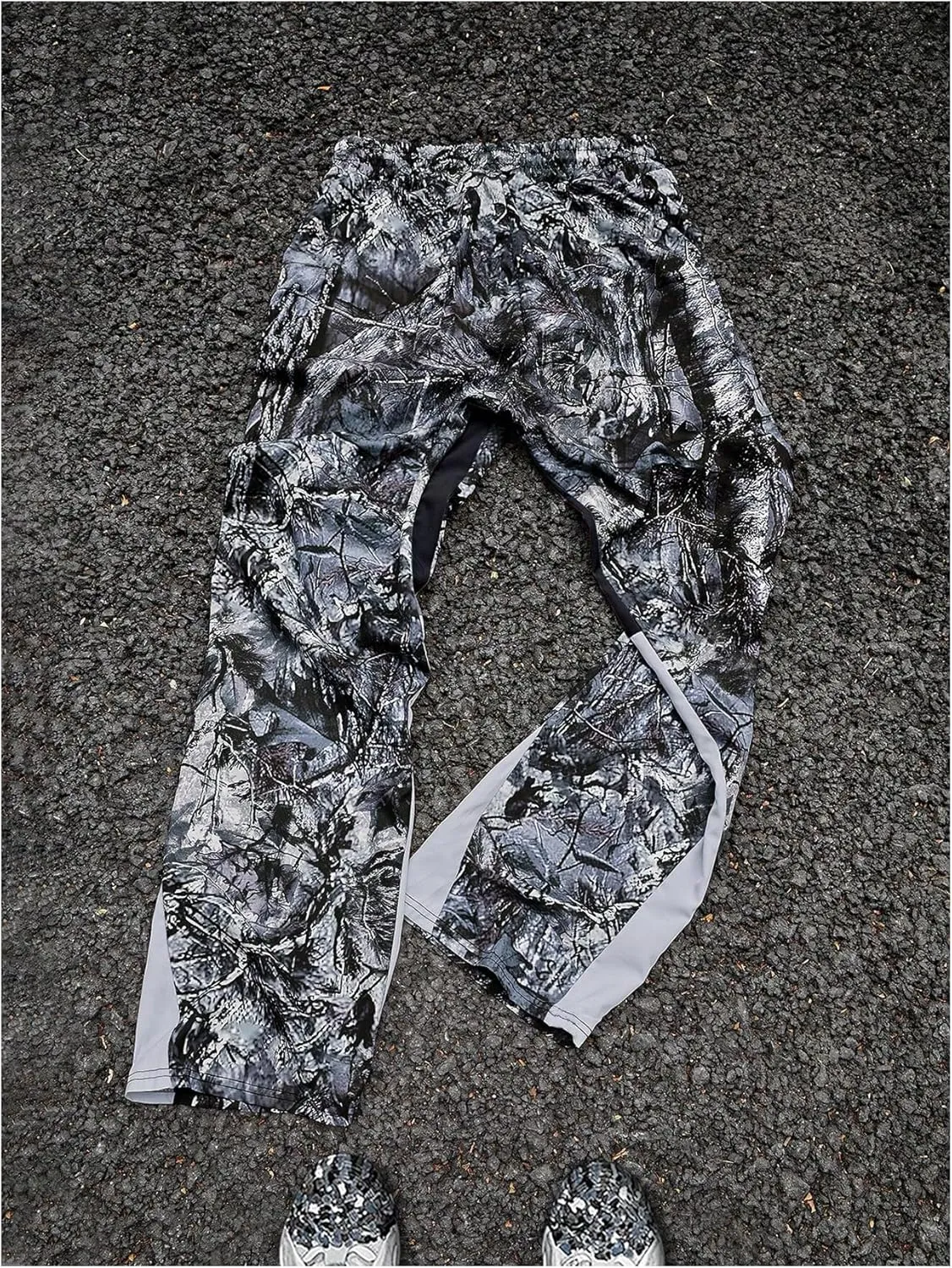 Men's Y2K Camo Graphic Pants Drawstring Waist Straight Leg Loose Long Trousers