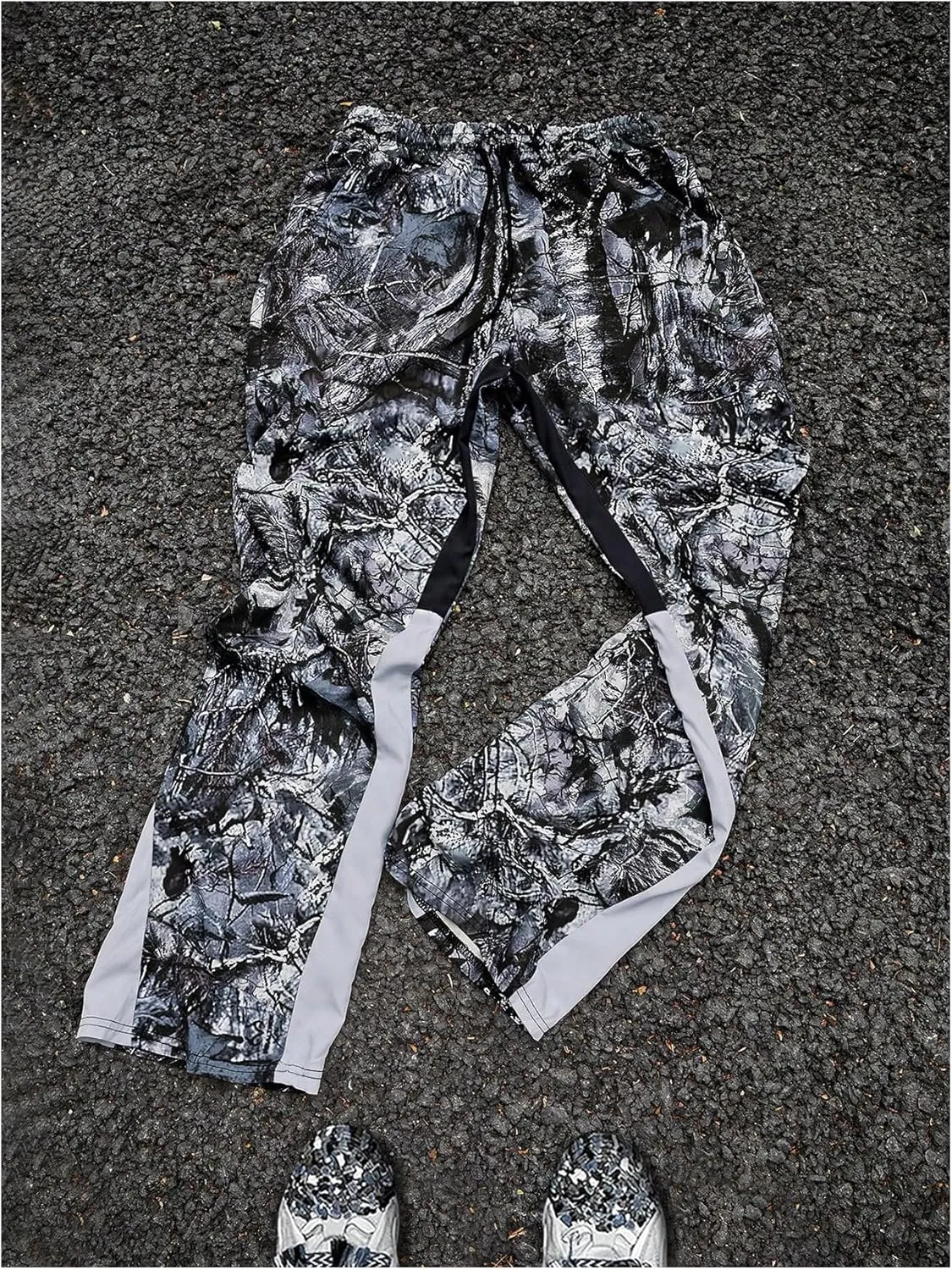 Men's Y2K Camo Graphic Pants Drawstring Waist Straight Leg Loose Long Trousers