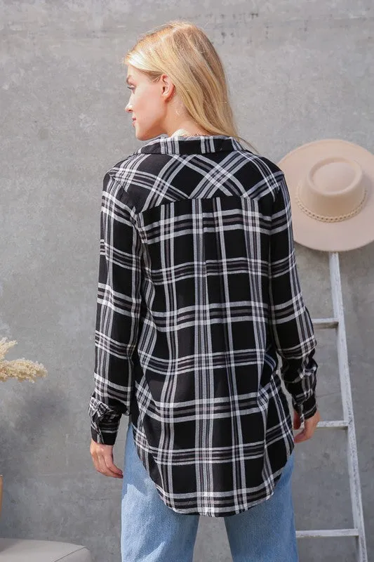 Pamela Plaid Top - Black