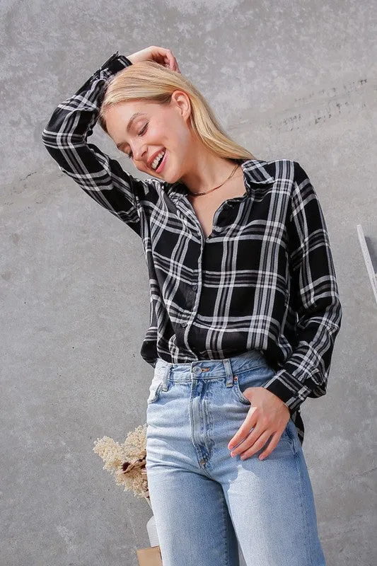 Pamela Plaid Top - Black