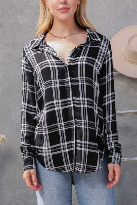 Pamela Plaid Top - Black