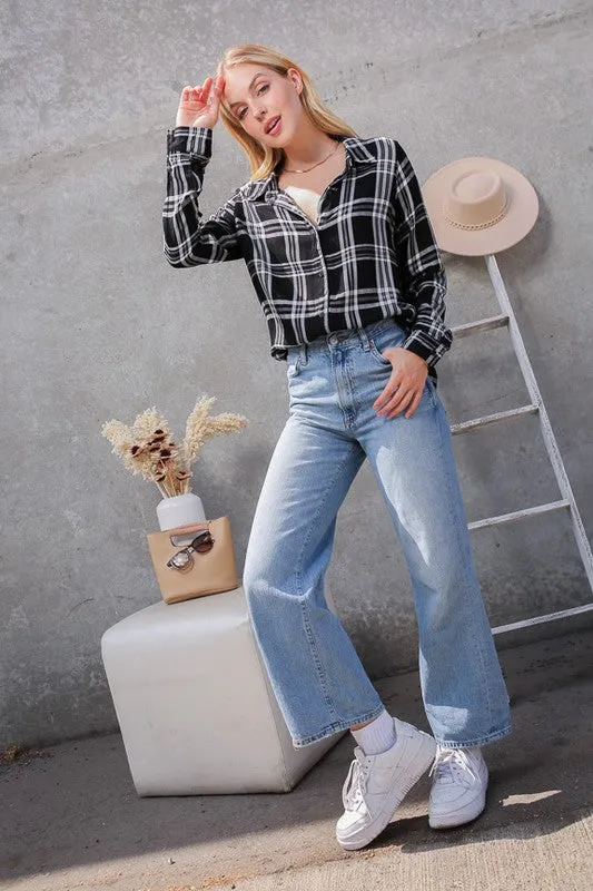 Pamela Plaid Top - Black