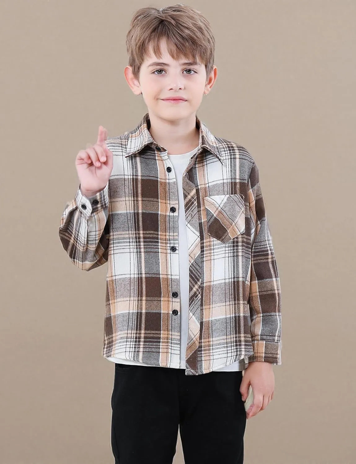 SANGTREE Mens & Boys Plaid Shirt Long Sleeve Button Down Flannel Shirts, US 3 Months - Adult 9XL