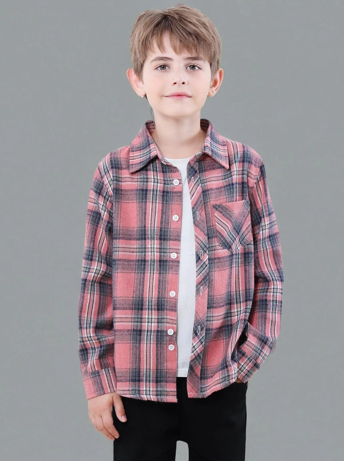 SANGTREE Mens & Boys Plaid Shirt Long Sleeve Button Down Flannel Shirts, US 3 Months - Adult 9XL