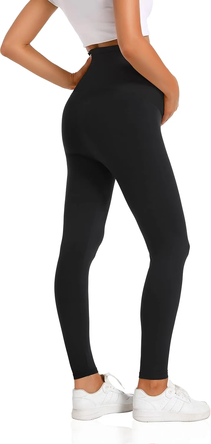 V VOCNI Maternity Leggings Over The Belly Women's Essential Stretch Buttery Soft Knit Belly Support Pregnancy Leggings