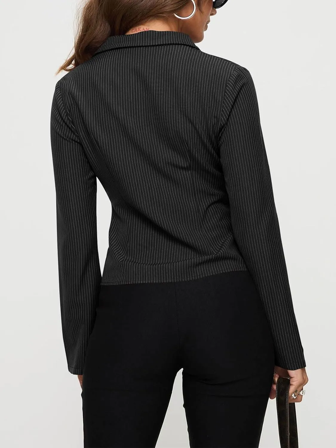 VNIRA Womens Button Down Shirts Striped Long Sleeve Collared Casual Work Blouses Spring Tops 2025 Trendy Outfits