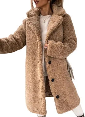 Winter Coats for Women Fuzzy Fleece Long Shacket Jackets Oversized Fashion Lapel Open Front Cardigan Warm Outwear