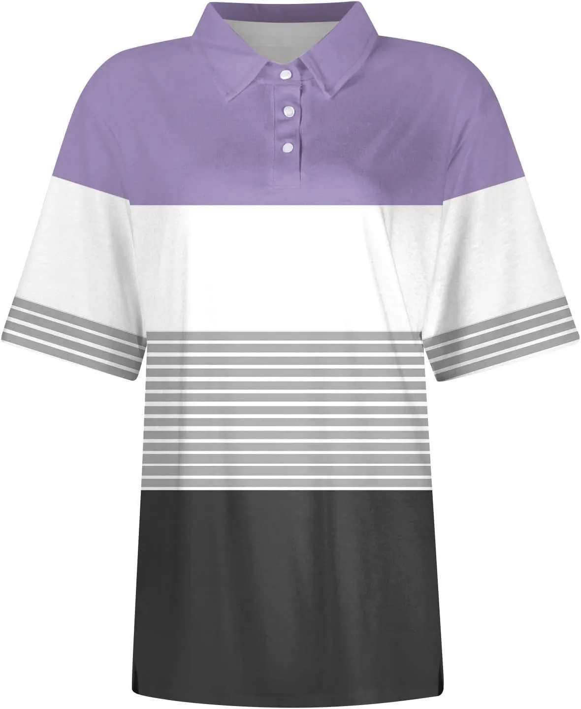 Women Polo Shirts for Work,Short Sleeve Summer Golf Tops Button Basic Striped Shirts Casual Collared Dressy Blouses