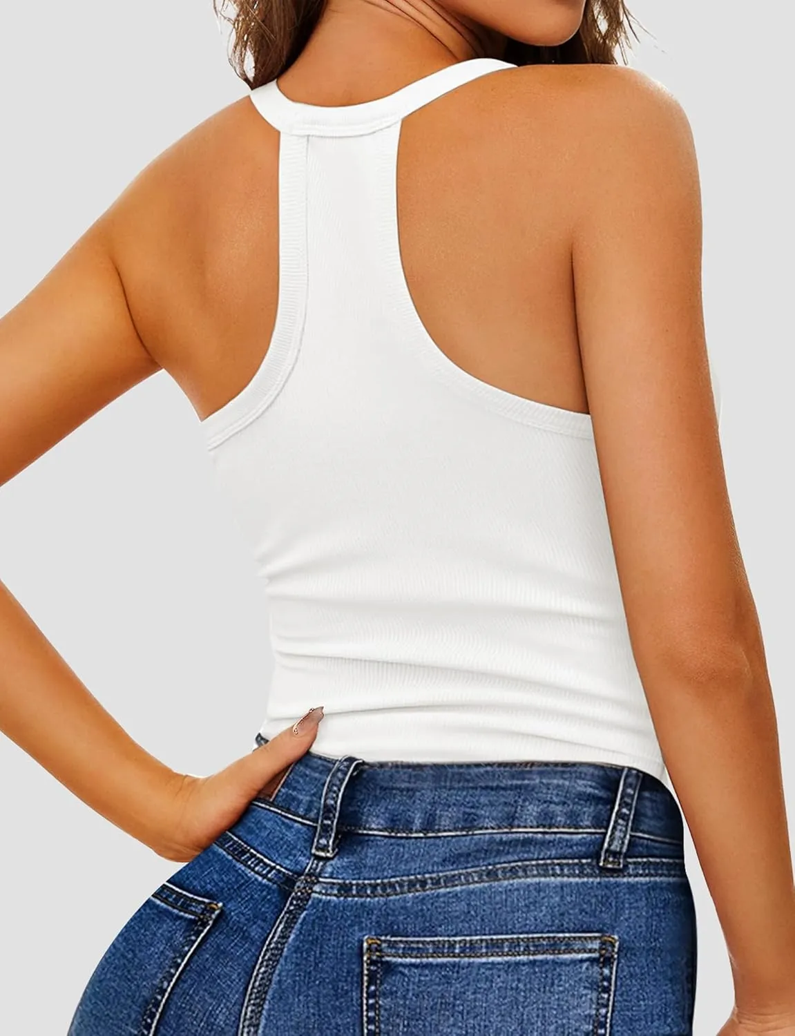 Workout Tank Tops for Women V Neck Racerback Tank Tops Ribbed Knit Camisole Top Slim Fit Basic Yoga Sleeveless Tops