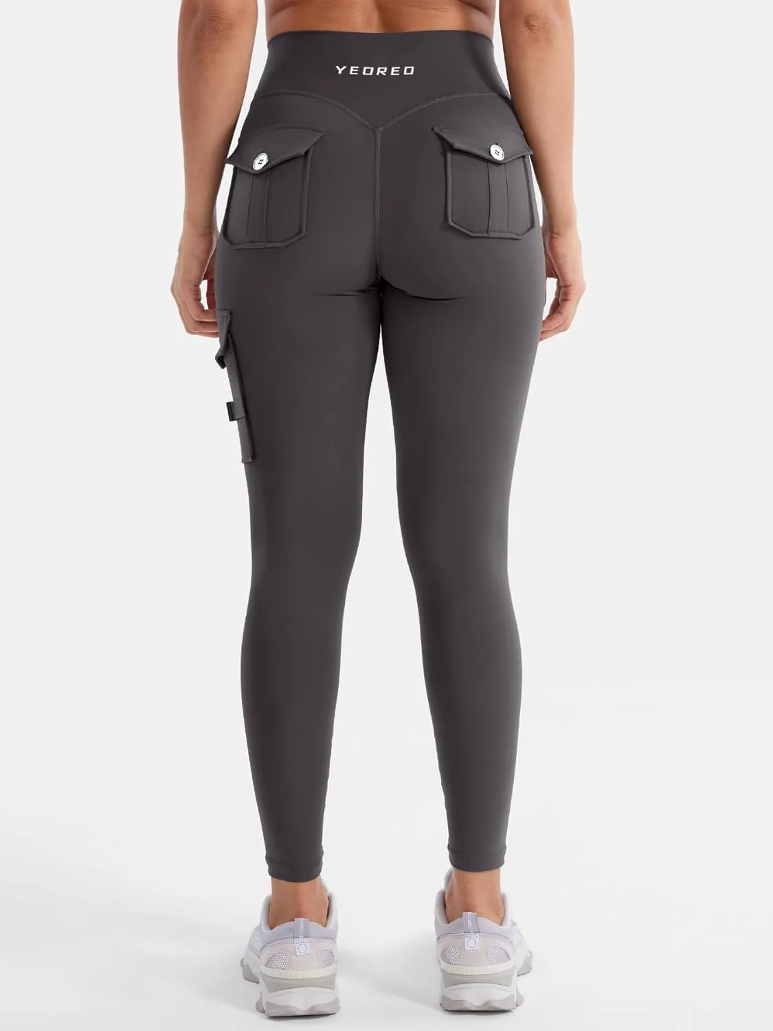 YEOREO CoreFlex Workout Cargo Leggings with Pockets for Women Hidden Scrunch Butt Lifting Leggings Gym Yoga Pants