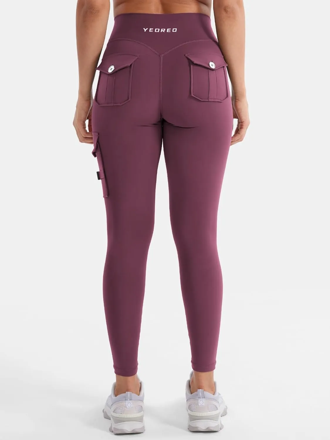 YEOREO CoreFlex Workout Cargo Leggings with Pockets for Women Hidden Scrunch Butt Lifting Leggings Gym Yoga Pants
